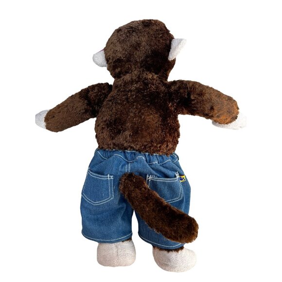 BAB Brown Monkey Plush Toy In Faux Leather Jacket & Denim Outfit With Sneakers - Picture 14 of 16